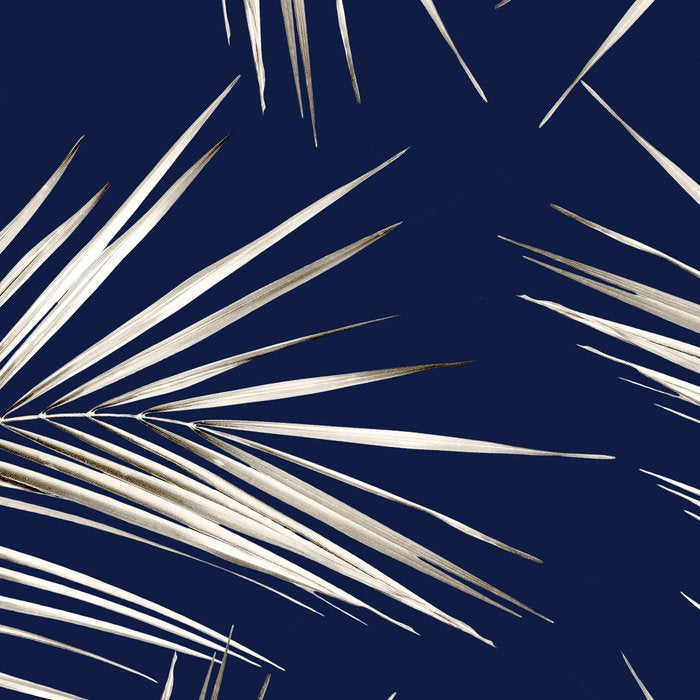 White Gold Palm Leaves on Navy Blue Coffee Mug Gallery Image 2