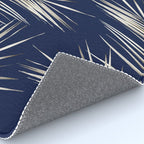 White Gold Palm Leaves on Navy Blue Rug Gallery Image 4