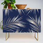 White Gold Palm Leaves on Navy Blue Credenza Gallery Image 1