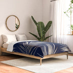 White Gold Palm Leaves on Navy Blue Comforter Gallery Image 2