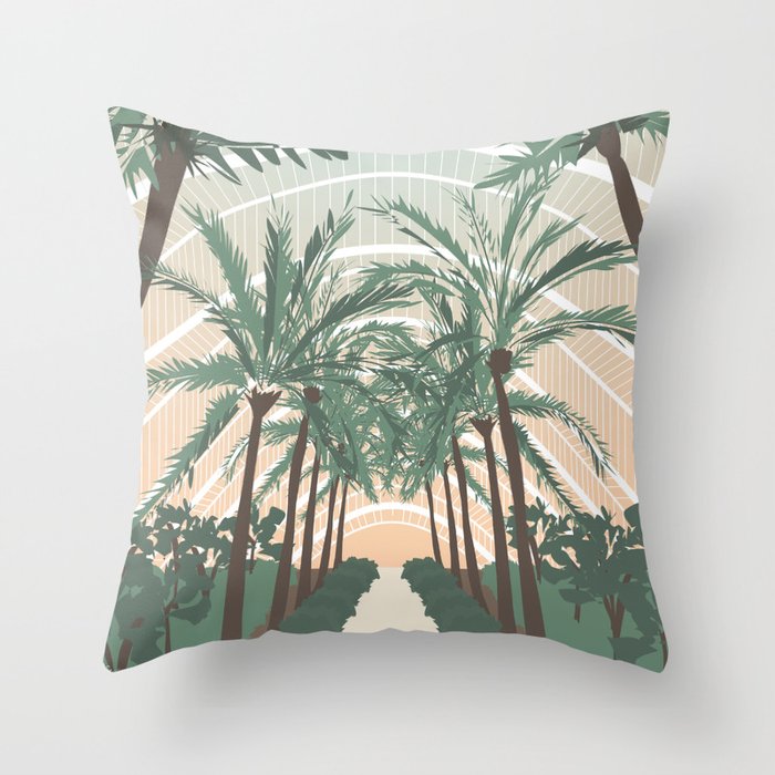 Palm Trees in Valencia, Spain Throw Pillow Gallery Image 1