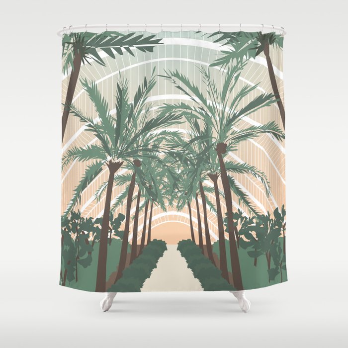 Palm Trees in Valencia, Spain Shower Curtain Gallery Image 1