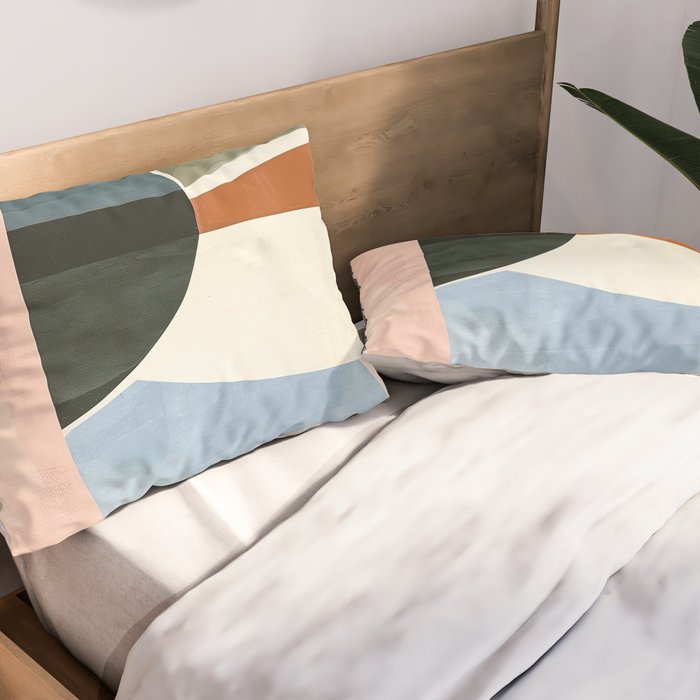 Soft Modern Abstract Shapes I Pillow Sham Gallery Image 2