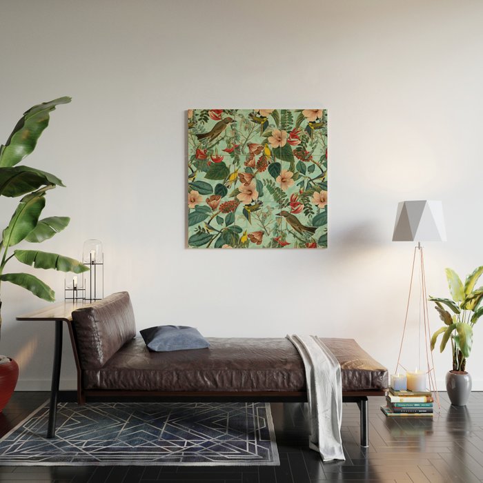 FLORAL AND BIRDS XIII Wood Wall Art Gallery Image 2