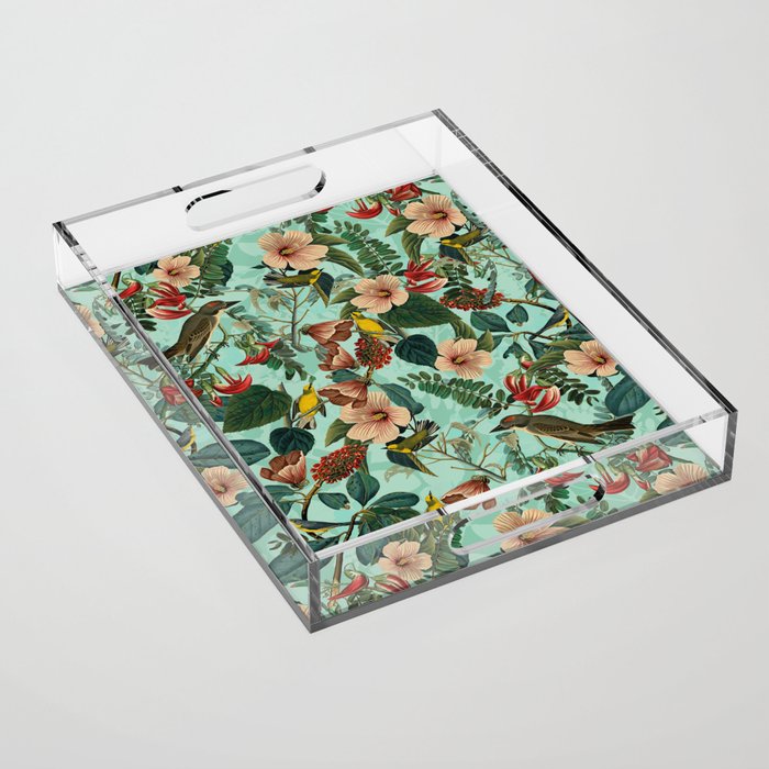 FLORAL AND BIRDS XIII Acrylic Tray Gallery Image 1