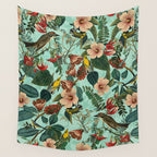 FLORAL AND BIRDS XIII Wall Tapestry Gallery Image 4