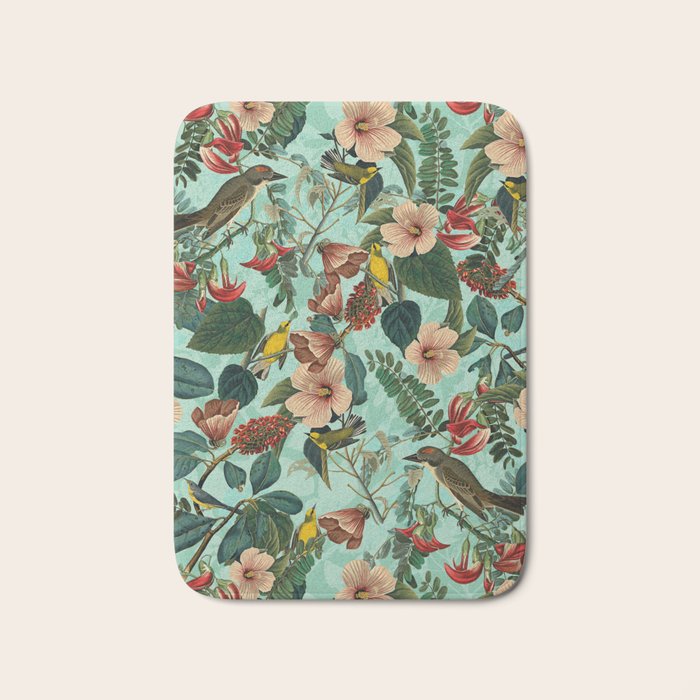 FLORAL AND BIRDS XIII Bath Mat Gallery Image 1