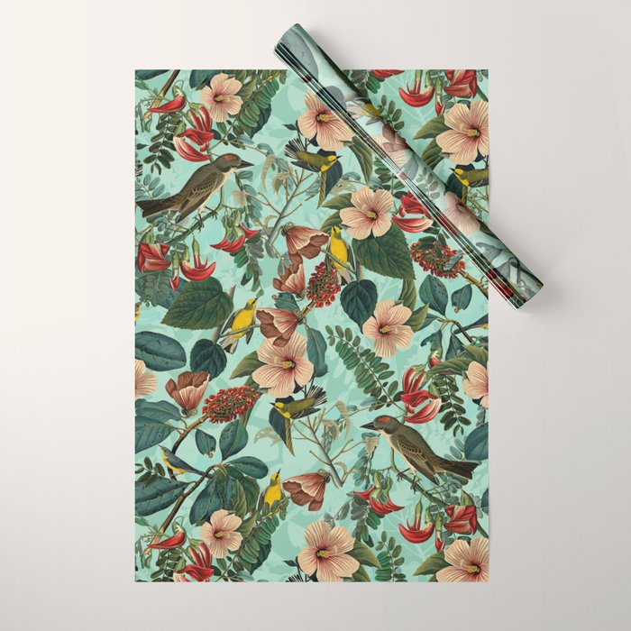 FLORAL AND BIRDS XIII Wrapping Paper Gallery Image 1