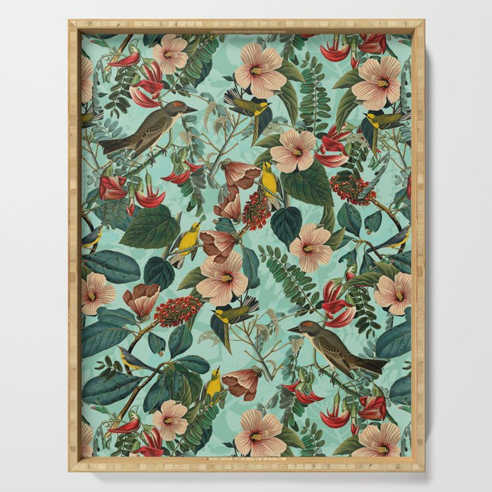 FLORAL AND BIRDS XIII Serving Tray Gallery Image 1