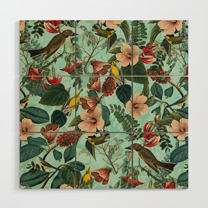 FLORAL AND BIRDS XIII Wood Wall Art Gallery Image 1