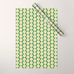 Retro Green Daisy Pattern Wrapping Paper Gallery Image 1