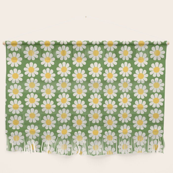 Retro Green Daisy Pattern Wall Hanging Gallery Image 1