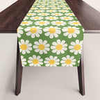Retro Green Daisy Pattern Table Runner Gallery Image 1
