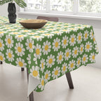 Retro Green Daisy Pattern Tablecloth Gallery Image 3