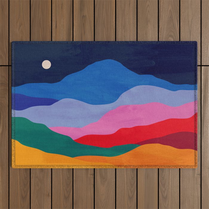 Night sky over mountains Outdoor Rug Gallery Image 1