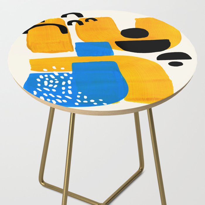 Mid Century Modern abstract Minimalist Fun Colorful Shapes Patterns Ikea Yellow & Blue Side Table Gallery Image 2