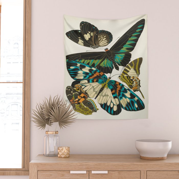 Vintage Butterfly Illustration EA Seguy Papillon Wall Tapestry Gallery Image 2
