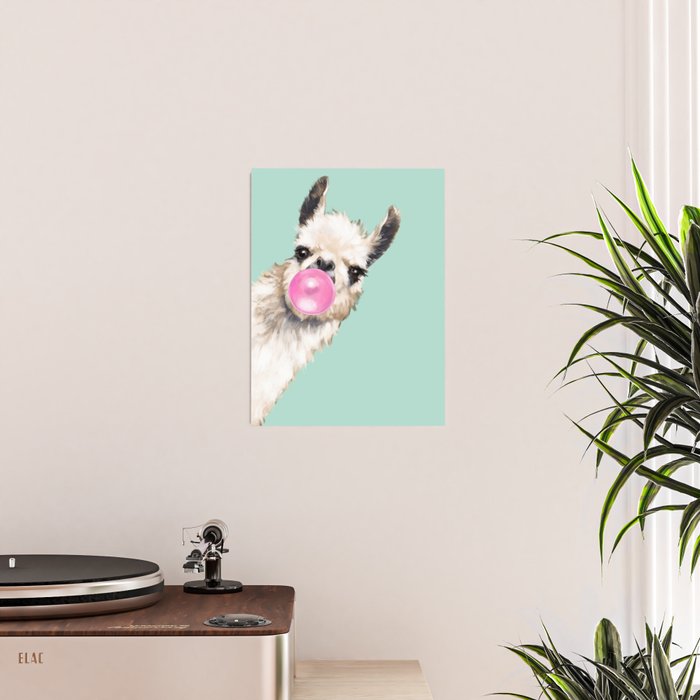 Bubblegum Sneaky Llama in Green Poster Gallery Image 2