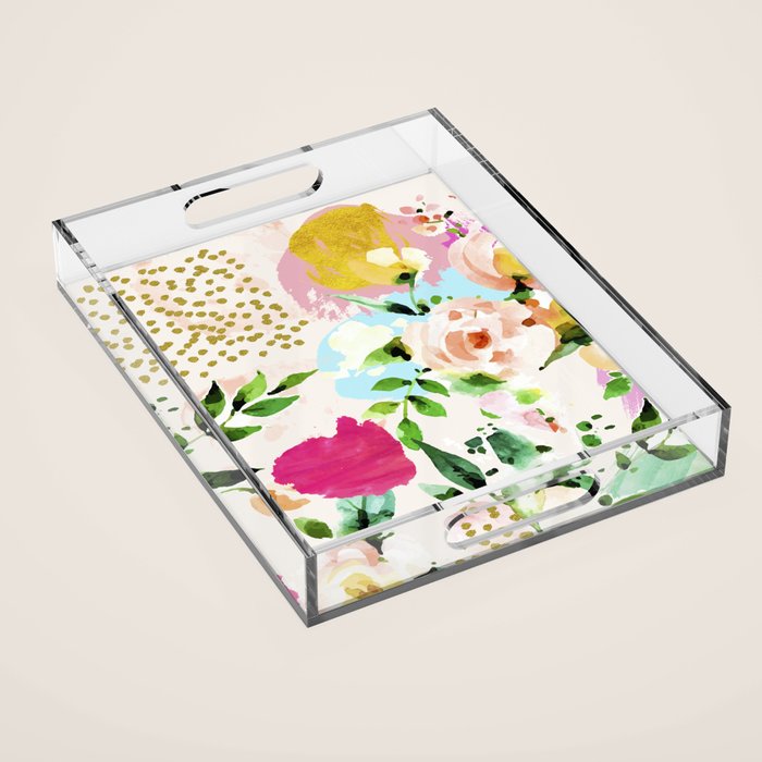 Floral Blush #society6 #decor #buyart Acrylic Tray Gallery Image 1