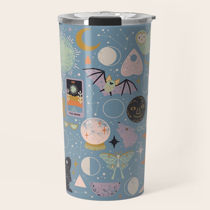 Lunar Pattern: Blue Moon Travel Mug Gallery Image 1