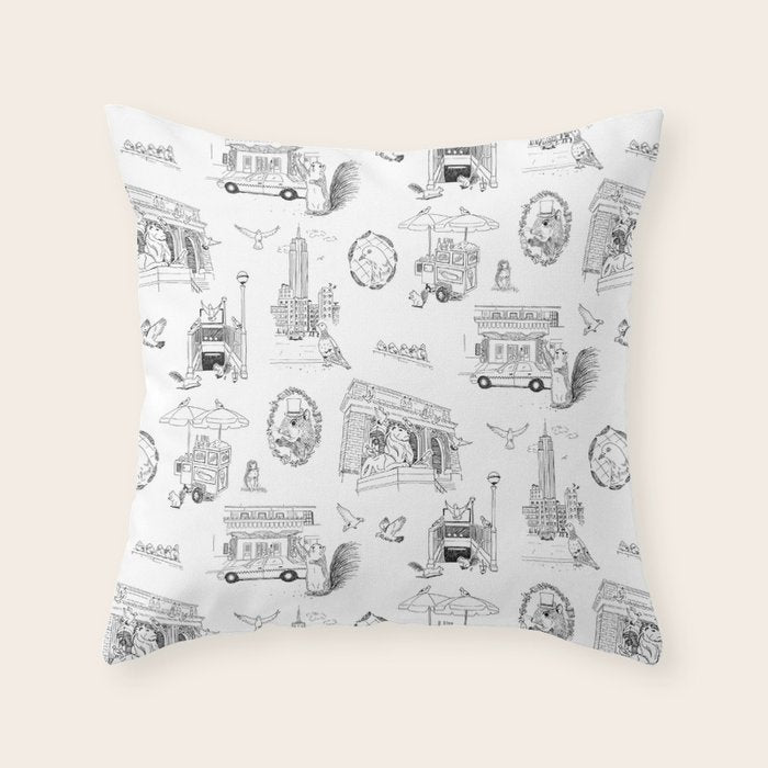 Squirrels and Pigeons take NY Throw Pillow Gallery Image 6