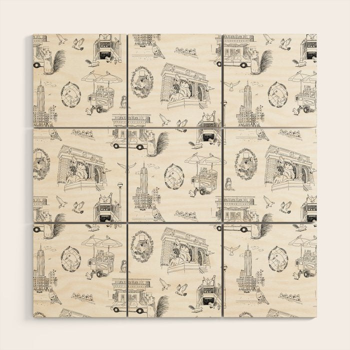 Squirrels and Pigeons take NY Wood Wall Art Gallery Image 1
