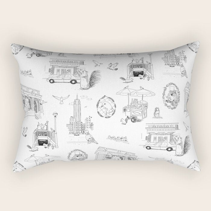 Squirrels and Pigeons take NY Rectangular Pillow Gallery Image 2