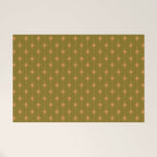 Mid Century Modern Stars and Dots Pattern in Vintage Olive Green and Orange Welcome Mat Gallery Image 1
