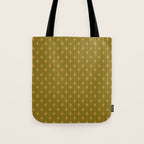 Mid Century Modern Stars and Dots Pattern in Vintage Olive Green and Orange Tote Bag Gallery Image 1