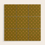 Mid Century Modern Stars and Dots Pattern in Vintage Olive Green and Orange Wood Wall Art Gallery Image 1