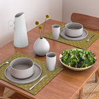 Mid Century Modern Stars and Dots Pattern in Vintage Olive Green and Orange Placemat Gallery Image 2