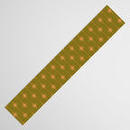 Mid Century Modern Stars and Dots Pattern in Vintage Olive Green and Orange Table Runner Gallery Image 3