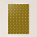 Mid Century Modern Stars and Dots Pattern in Vintage Olive Green and Orange Stationery Card Gallery Image 2