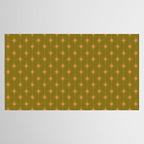 Mid Century Modern Stars and Dots Pattern in Vintage Olive Green and Orange Tablecloth Gallery Image 2