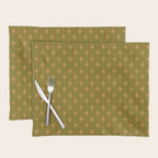 Mid Century Modern Stars and Dots Pattern in Vintage Olive Green and Orange Placemat Gallery Image 1