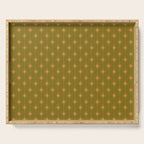 Mid Century Modern Stars and Dots Pattern in Vintage Olive Green and Orange Serving Tray Gallery Image 1