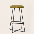 Mid Century Modern Stars and Dots Pattern in Vintage Olive Green and Orange Stool Gallery Image 1