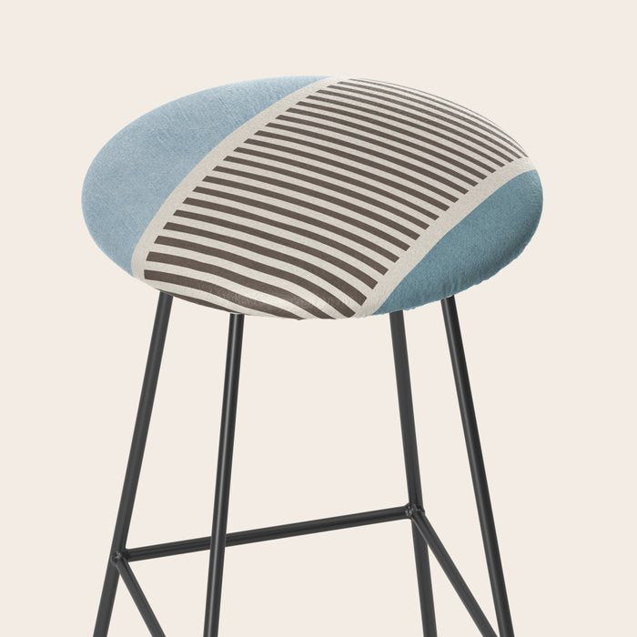 Light Blue Gray Lines Modern Minimal Abstract Artwork Stool Gallery Image 2