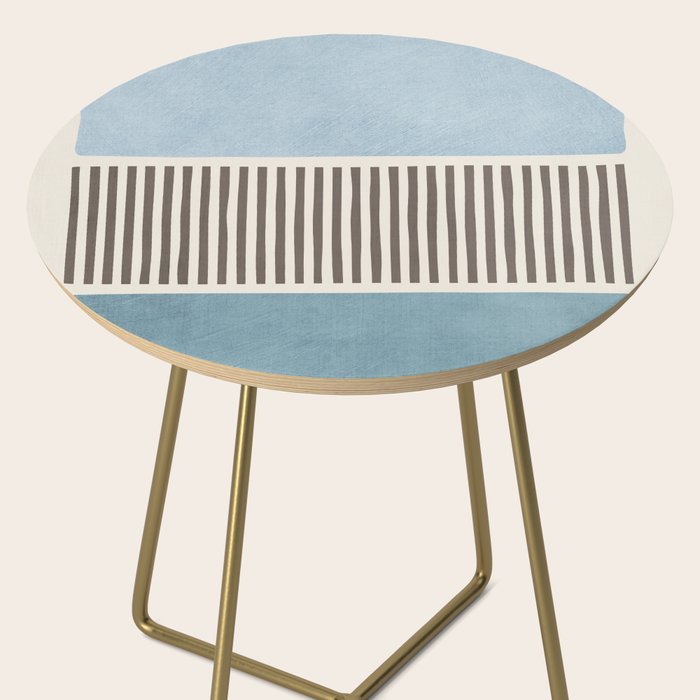 Light Blue Gray Lines Modern Minimal Abstract Artwork Side Table Gallery Image 2