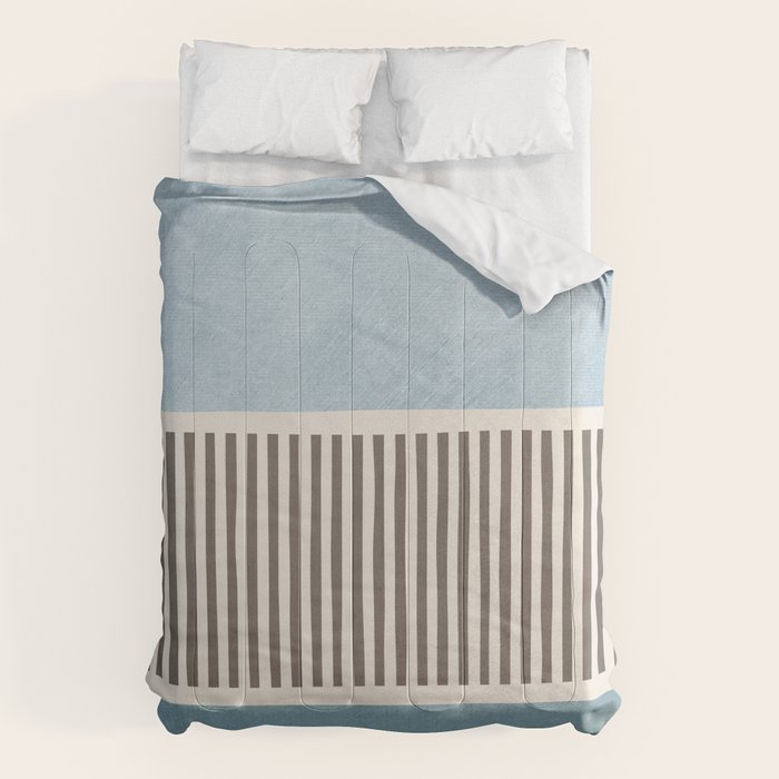 Light Blue Gray Lines Modern Minimal Abstract Artwork Comforter Gallery Image 6