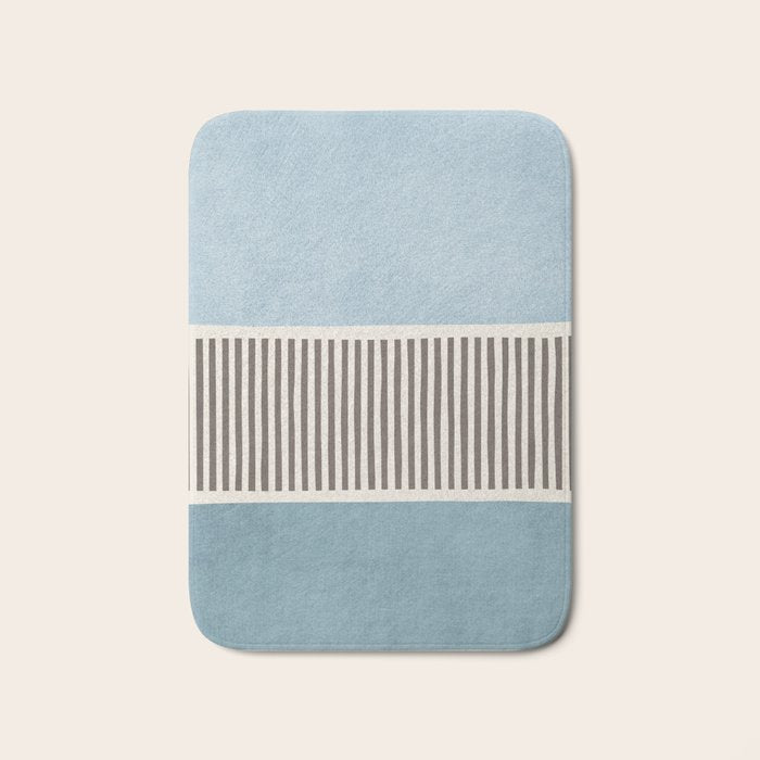 Light Blue Gray Lines Modern Minimal Abstract Artwork Bath Mat Gallery Image 1