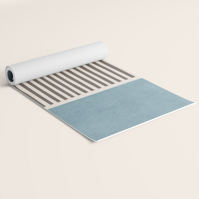 Light Blue Gray Lines Modern Minimal Abstract Artwork Yoga Mat Gallery Image 2
