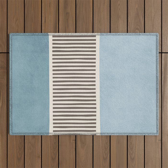 Light Blue Gray Lines Modern Minimal Abstract Artwork Outdoor Rug Gallery Image 1