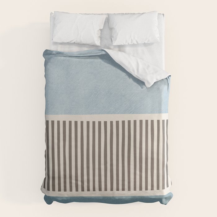 Light Blue Gray Lines Modern Minimal Abstract Artwork Duvet Cover Gallery Image 1