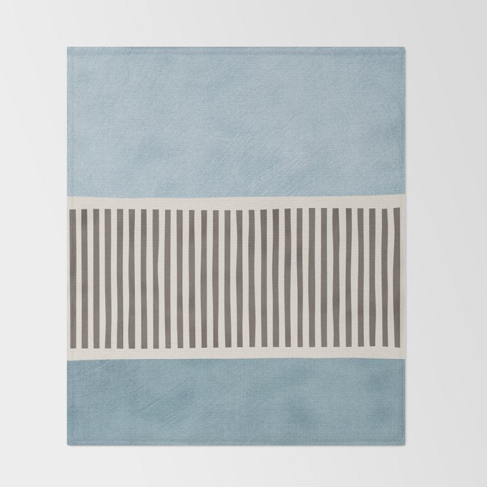 Light Blue Gray Lines Modern Minimal Abstract Artwork Throw Blanket Gallery Image 2