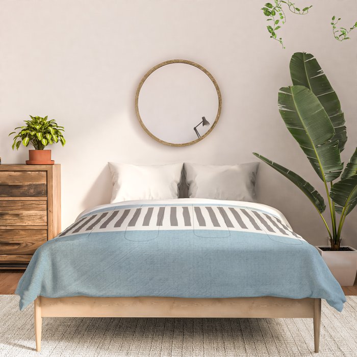 Light Blue Gray Lines Modern Minimal Abstract Artwork Comforter Gallery Image 3