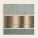 Light Blue Gray Lines Modern Minimal Abstract Artwork Wood Wall Art Gallery Image 1