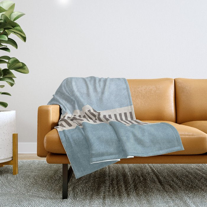 Light Blue Gray Lines Modern Minimal Abstract Artwork Throw Blanket Gallery Image 1
