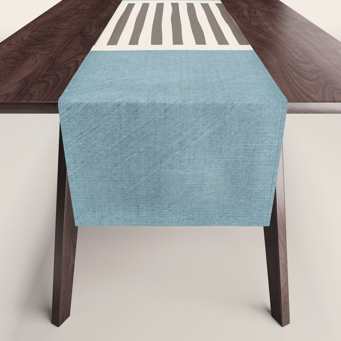 Light Blue Gray Lines Modern Minimal Abstract Artwork Table Runner Gallery Image 1