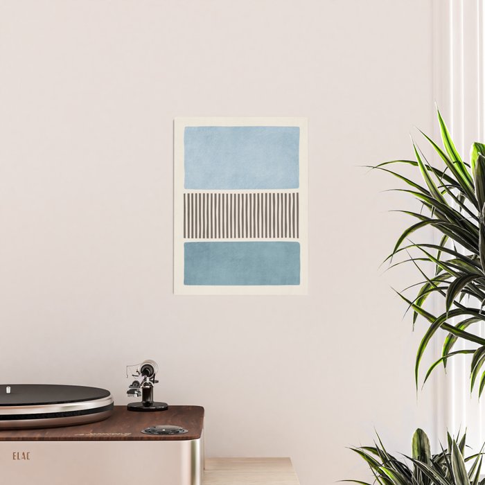 Light Blue Gray Lines Modern Minimal Abstract Artwork Poster Gallery Image 2
